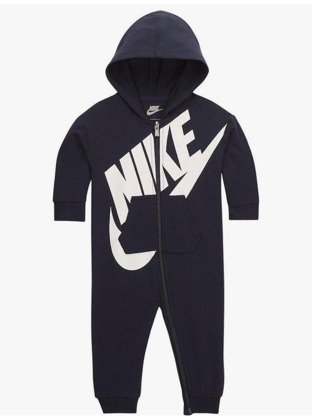 Nike Navy and White Hooded One-Piece Romper